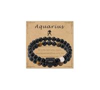 Zodiac Bracelet for Women Star Sign Natural Black Obsidian Bracelet Constellation Horoscope Crystals Bracelet Jewelry Gift 2 pieces 2 Pcs, L, Stone, no gemstone