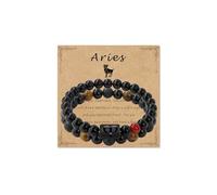 Zodiac Bracelet for Women Star Sign Natural Black Obsidian Bracelet Constellation Horoscope Crystals Bracelet Jewelry Gift 2 pieces 2 Pcs, L, Stone, no gemstone