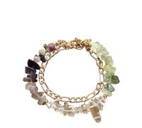 Zodiac Bracelet,Irregular Stone Multi-Layered Bracelet Stretch Wristband Natural Healing Crystal Bangle Gemstone Jewellery Cancer