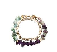Zodiac Bracelet,Irregular Stone Multi-Layered Bracelet Stretch Wristband Natural Healing Crystal Bangle Gemstone Jewellery Pisces
