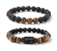 Zodiac Bracelets for Women Black Obsidian Bracelet Constellation Horoscope Crystals Tiger Eye Beads Bracelet Jewelry Gifts 2 Pcs, L, Stone, no gemstone