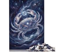 Zodiac Cancer 500 Piece Wooden Jigsaw Puzzle,Stress Relief,Adults & Kids 14+,Home Wall Decor,Whimsical Challenge,Great Gifts,Wood,Educational Toy (52x38cm)
