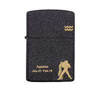 Zodiac Constellation Lighter Shell compatible with Zipo, Kerosene Lighter Case Only, No Inner Unit, Black (Aquarius)