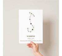 Zodiac Constellation Poster Print for Astrology Lovers | Star Sign Gift | Wall Art Home Kitchen Decor - Picture Frame Not Included (A4, Scorpio)