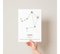 Zodiac Constellation Poster Print for Astrology Lovers | Star Sign Gift | Wall Art Home Kitchen Decor - Picture Frame Not Included (A3, Libra)