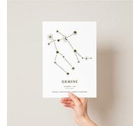 Zodiac Constellation Poster Print for Astrology Lovers | Star Sign Gift | Wall Art Home Kitchen Decor - Picture Frame Not Included (5x7 Inch, Gemini)