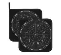 Zodiac Constellation Space Printed Heat Resistant Oven Pot Holder Set 2 PCS Kitchen Baking for Home Cooks and Bakers