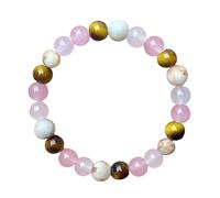 Zodiac Crystal Beaded Bracelet, Leo, July August Birthstone Bracelet, Leo Zodiac Jewelry for Her, Pyrite, Tigers Eye, Lace, Sunstone, Rose Quartz, Red Qkz712 (0.8x20cm)