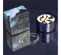 Zodiac Crystal Candle & Gemstone Bracelet For Taurus, Forest Emerald