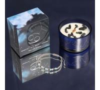 Zodiac Crystal Candle with Gemstone Bracelet - Cancer