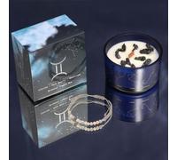 Zodiac Crystal Candle with Gemstone Bracelet - Gemini