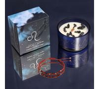 Zodiac Crystal Candle with Gemstone Bracelet - Leo