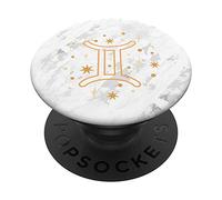 Zodiac Gemini White PopSockets PopGrip: Swappable Grip for Phones & Tablets