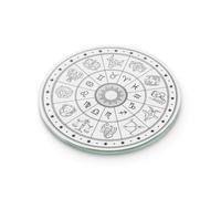 Zodiac Glass Coaster Round Tempered Glass Astrology Star Sign Celestial Horoscope Moon Phase Mystic Style Home Bar Accessory Gift (Plain Packaging)