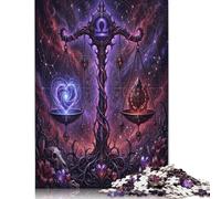 Zodiac Libra 500 Piece Wooden Jigsaw Puzzle,Adults & Kids 14+,Stress Relief,Home Wall Decor Mysterious Gothic,Impossible Challenge,Wood,Gift Idea,Educational Toy (52x38cm)