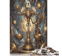 Zodiac Libra 500 Piece Wooden Jigsaw Puzzle,Educational Toy,Wood,Whimsical Challenge Steampunk,Adults & Kids 14+,Home Wall Decor,Gift Idea,Stress Relief (52x38cm)