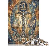 Zodiac Libra 500 Piece Wooden Jigsaw Puzzle,Gift Idea,Home Wall Decor,Wood Bohemia,Whimsical Challenge,Educational Toy,Adults & Kids 14+,Stress Relief (52x38cm)