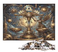 Zodiac Libra 500 Piece Wooden Jigsaw Puzzle,Home Wall Decor,Stress Relief,Wood Steampunk,Whimsical Challenge,Great Gifts,Educational Toy,Adults & Kids 14+ (52x38cm)
