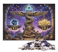 Zodiac Libra 500 Piece Wooden Jigsaw Puzzle,Impossible Challenge,Educational Toy,Wood Aztec Art,Adults & Kids 14+,Home Wall Decor,Gift Idea,Stress Relief (52x38cm)