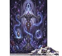 Zodiac Libra 500 Piece Wooden Jigsaw Puzzle,Impossible Challenge,Educational Toy,Wood Mystical Gothic,Adults & Kids 14+,Home Wall Decor,Gift Idea,Stress Relief (52x38cm)