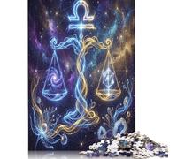 Zodiac Libra 500 Piece Wooden Jigsaw Puzzle,Stress Relief,Impossible Challenge,Gift Idea Celestial,Home Wall Decor,Wood,Educational Toy,Adults & Kids 14+ (52x38cm)