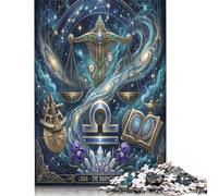 Zodiac Libra 500 Piece Wooden Jigsaw Puzzle,Whimsical Challenge,Adults & Kids 14+,Home Wall Decor Celestial,Educational Toy,Wood,Gift Idea,Stress Relief (52x38cm)