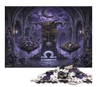 Zodiac Libra 500 Piece Wooden Jigsaw Puzzle,Whimsical Challenge,Adults & Kids 14+,Home Wall Decor Mysterious Gothic,Great Gifts,Wood,Educational Toy,Stress Relief (52x38cm)