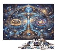 Zodiac Libra 500 Piece Wooden Jigsaw Puzzle,Wood,Impossible Challenge,Great Gifts Celestial,Home Wall Decor,Educational Toy,Adults & Kids 14+,Stress Relief (52x38cm)