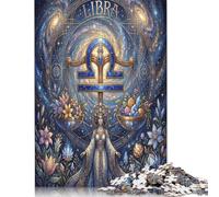 Zodiac Libra 500 Piece Wooden Jigsaw Puzzle,Wood,Whimsical Challenge,Adults & Kids 14+ Starry Galaxy,Home Wall Decor,Gift Idea,Educational Toy,Stress Relief (52x38cm)