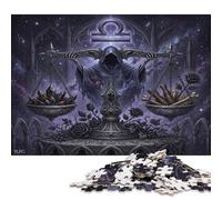 Zodiac Libra 500 Piece Wooden Jigsaw Puzzle,Wood,Whimsical Challenge,Stress Relief Mysterious Gothic,Educational Toy,Home Wall Decor,Gift Idea,Adults & Kids 14+ (52x38cm)
