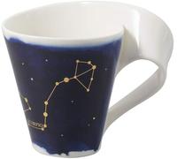 Villeroy & Boch 10-1616-5820 New Wave Stars Mug with Handle, Beautifully Shaped Cup with Scorpio Design, Premium Porcelain, Dishwasher Safe, White/Blue, 300 ml,Gold