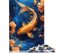 Zodiac Pisces Gold Koi Zen Puzzle Unique Home Decor Premium Cardboard Jigsaw Puzzle for Adults Teen Unique Gift 1000pcs (75x50cm)