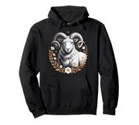 Zodiac Ram Celestial Floral Wreath Stars Aries Pullover Hoodie