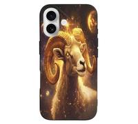 Zodiac Sheep with Golden Glowing Cell Phone Basic Cases Compatible with iPhone 16/16 Plus/16 Pro/16 Pro Max/16 E