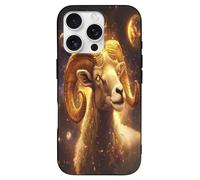 Zodiac Sheep with Golden Glowing Cell Phone Basic Cases Compatible with iPhone 16/16 Plus/16 Pro/16 Pro Max/16 E