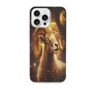 Zodiac Sheep with Golden Glowing Cell Phone Basic Cases Compatible with iPhone 16/16 Plus/16 Pro/16 Pro Max/16 E