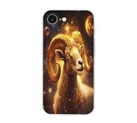Zodiac Sheep with Golden Glowing Cell Phone Basic Cases Compatible with iPhone 16/16 Plus/16 Pro/16 Pro Max/16 E