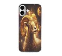 Zodiac Sheep with Golden Glowing Cell Phone Basic Cases Compatible with iPhone 16/16 Plus/16 Pro/16 Pro Max/16 E