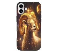 Zodiac Sheep with Golden Glowing Cell Phone Basic Cases Compatible with iPhone 16/16 Plus/16 Pro/16 Pro Max/16 E