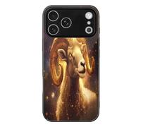 Zodiac Sheep with Golden Glowing Cell Phone Glass Cases Classic Protection Compatible with iPhone 17/17 Air/17 Pro/17 Pro Max