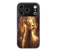 Zodiac Sheep with Golden Glowing Cell Phone Glass Cases Classic Protection Compatible with iPhone 17/17 Air/17 Pro/17 Pro Max