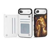 Zodiac Sheep with Golden Glowing Phone Case Compatible with iPhone 17/17 Air/17 Pro/17 Pro Max Flip Protective Cover with Card Holder