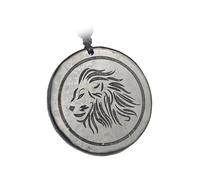 Zodiac Shungite Pendant Necklace - Natural Healing Stone with Engraved Constellation Symbol for Astrology Lovers(Leo)