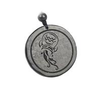 Zodiac Shungite Pendant Necklace - Natural Healing Stone with Engraved Constellation Symbol for Astrology Lovers(Aquarius)