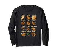 Zodiac Sign Animals Chart - Cute Astrology Constellations Long Sleeve T-Shirt