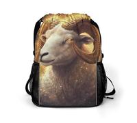 Zodiac Sign Aries Golden Gym Bag with Shoe Compartment 30L Backpack