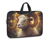 Zodiac Sign Aries Golden Laptop Sleeve Bag with Crossbody Strap Handbag Briefcase for Work Fits 13-17 Inch