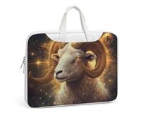 Zodiac Sign Aries Golden Laptop Sleeve Bag with Crossbody Strap Handbag Briefcase for Work Fits 13-17 Inch