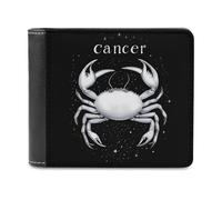 Zodiac Sign C-ancer Bi-fold Men's Wallets with 6 Card Slots Slim Travel Purse Leather Money Clip