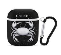 Zodiac Sign C-ancer Compatible with Airpod 1/2 Case PC Scratch-Resistant Drop-Proof Protective Cover with Keychain White-style